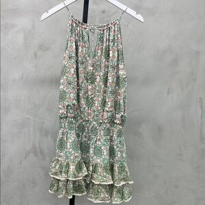 Little Joe Floral Halter Dress with Sequins and Ruffle Hem